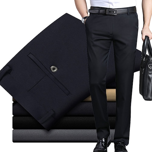 

Per uomo pantaloni della tuta Pantaloni Tasche Gamba dritta Liscio Matrimonio Ufficio Attività commerciale Moderno Da cerimonia Nero Blu marino Media elasticità