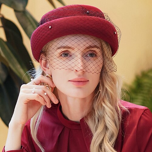 

ee 2022 efterår og vinter ny mode mesh ulden hat shopping alsidig elegant retro hat børn