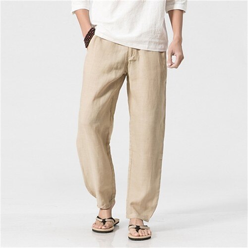 

Per uomo Pantaloni di lino Pantaloni Pantaloni estivi Pantaloni da spiaggia A cordoncino Vita elastica Gamba dritta Liscio Comfort Esterno Informale Giornaliero Misto cotone e lino Essenziale