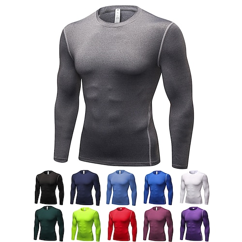 

Men's Compression Shirt Running Shirt Long Sleeve Tee Tshirt Athletic Winter Spandex Breathable Quick Dry Sweat wicking Fitness Gym Workout Running Sportswear Activewear Solid Colored Navy Wine Red