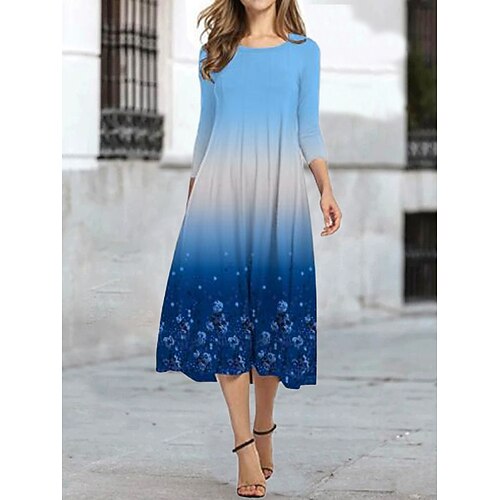 

Women's Casual Dress T Shirt Dress Tee Dress Midi Dress Burgundy Blue Purple Long Sleeve Graphic Print Winter Fall Spring Crew Neck Classic Daily Weekend 2023 S M L XL 2XL