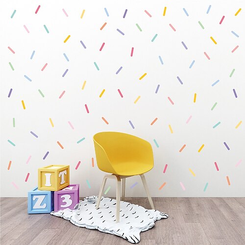 

30pcs multicolored color strip sticker Nordic ins style cute living room children's room decoration self-adhesive wall sticker