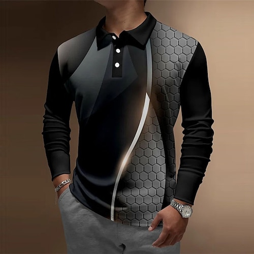 

Per uomo POLO Camicia da golf Golf Astratto Stampe astratte Collo ripiegabile Nero Esterno Strada Manica lunga Bottone giù Stampa Abbigliamento Di tendenza Streetwear Originale Morbido