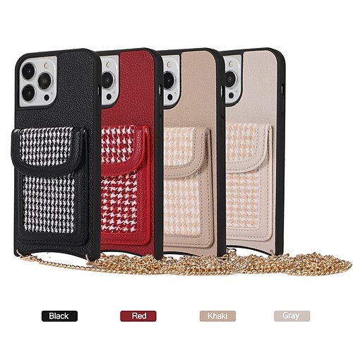 

telefono Custodia Per Apple Per retro iPhone 14 13 12 11 Plus Pro Max Protettivo per tutto il corpo Antigraffio con tracolla rimovibile Tinta unita TPU pelle sintetica