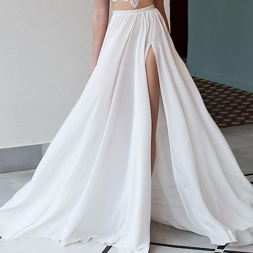 

Spiaggia / Destinazione Informale Abiti da sposa Strascico di corte Linea-A Separa Separa Chiffon Gonne da sposa Con Spacco sul davanti 2023 Abiti da sposa
