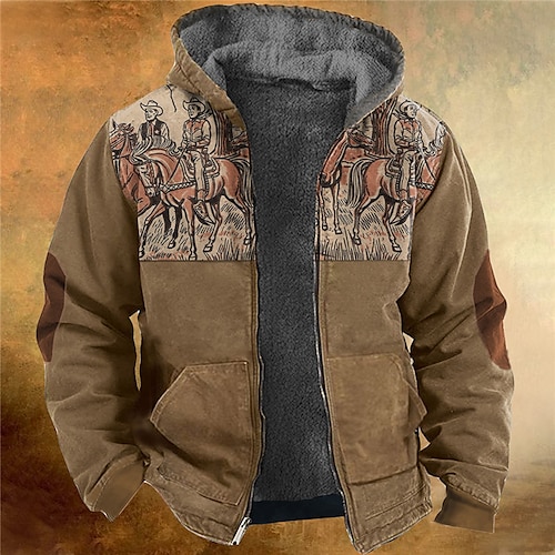 

Herren Kapuzenshirt mit durchgehendem Reißverschluss Jacke Khaki Mit Kapuze Grafik-Drucke Zip Bedruckt Sport Natur Täglich Sport 3D-Druck Vlies Vintage Designer Casual Winter Bekleidung