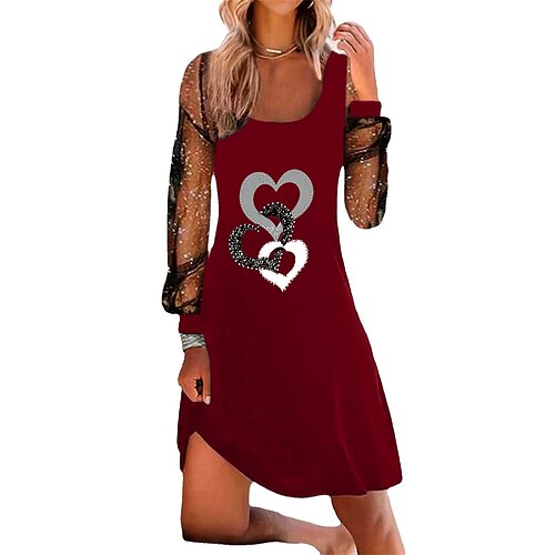 

Mini robe Femme Robe casual manche longue Eté Printemps - Mode Moderne Mature Maille Imprimer Graphic Manche en maille Col Ras du Cou Vacances robe automne Robe de printemps 2023 Rouge bordeaux Noir