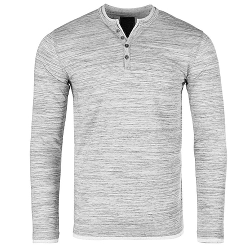 

Herre Henley-skjorte T-Shirts Lang ærmet skjorte Vanlig Henley udendørs Sport Langærmet Knap Tøj Mode Gade Afslappet Hverdag