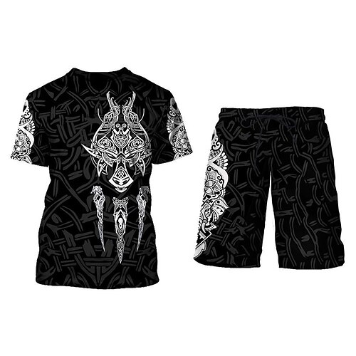 

Herre Shorts og T-shirt sæt T-shirt outfits Grafisk Viking Rund hals Tøj 3D-udskrivning udendørs Daglig Kortærmet 3D-udskrivning 2 stk 2stk Designer Afslappet Bekvem