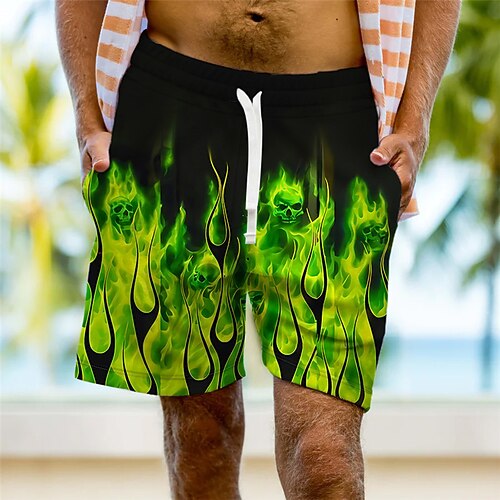 

Herre Sved shorts Terry Shorts Snørelukning Elastisk Talje 3D-udskrivning Grafisk Dødningehoveder Flamme Åndbart Blød Korte Afslappet Daglig Ferie Bomuldsblanding Sport Mode Lyserød Grøn Mikroelastisk