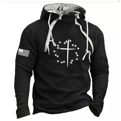 

Men's Hoodie Black Green Hooded Graphic Cross Zipper Print Sports Outdoor Sports Streetwear Hot Stamping Basic Designer Casual Winter Clothing Apparel Hoodies Sweatshirts