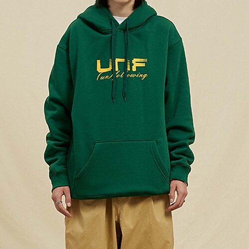 

Men's Hoodie Green Black Hooded Letter Pocket Sports Outdoor Daily Sports Cotton Casual Big and Tall Fall Winter Clothing Apparel Hoodies Sweatshirts