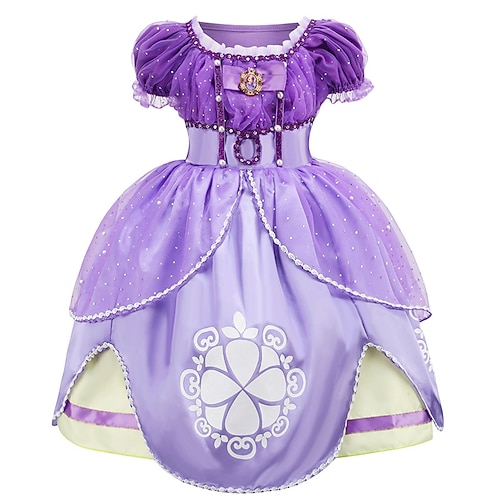 

Rapunzel Fairytale Princess Sofia Flower Girl Dress Theme Party Costume Girls' Movie Cosplay Cosplay Halloween Purple Dress Halloween Carnival Masquerade Cotton