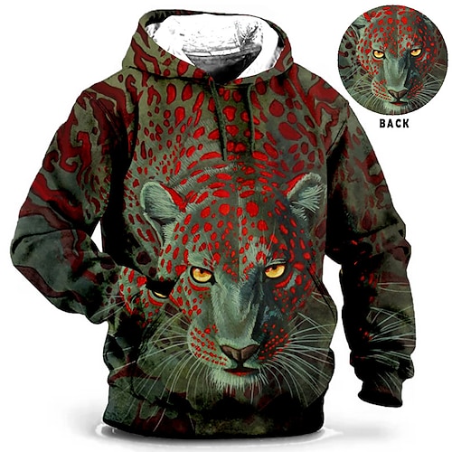 

Per uomo Plus Size Felpa con cappuccio pullover Grande e alto Animali Con cappuccio Manica lunga Primavera & Autunno Essenziale Di tendenza Streetwear Comodo Da tutti i giorni Da mare Top