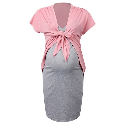 

kvinders baby shower barselstrøje kjole afslappet sweater kjole sweater kjole sæt skede sweater kjole mini sweater kjole kortærmet v-hals pink fjeder s m l xl