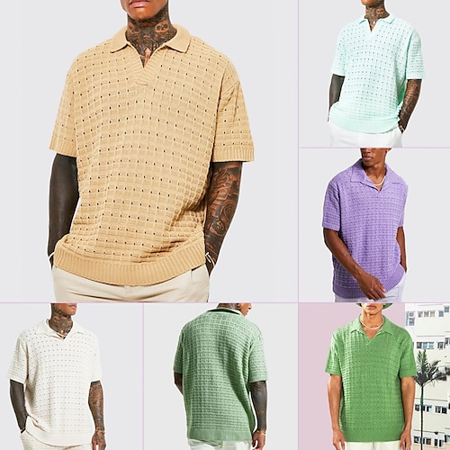 

Per uomo Felpa Maglione A coste Maglia Corto Lavorato a maglia Liscio Collo a polo Di tendenza Streetwear Esterno Da tutti i giorni Abbigliamento Estate Primavera & Autunno Bianco Blu S M L