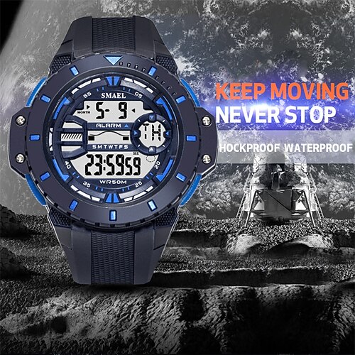 

SMAEL 1519 New Sports Mens Fashion Casual MultiFunctional LED Large Dial Student Electronic Alarm Clock Watch Relogio Masculino