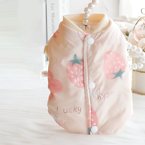 

Dog Cat Vest Strawberry Quotes Sayings Adorable Stylish Casual Daily Outdoor Casual Daily Winter Dog Clothes Puppy Clothes Dog Outfits Warm Rosy Pink Costume for Girl and Boy Dog Cotton XS S M L XL