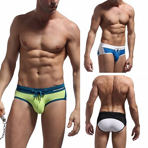 

Per uomo Costumi da bagno Slip da bagno A cordoncino Color Block Alfabetico Traspirante Morbido Semplice Nero Bianco