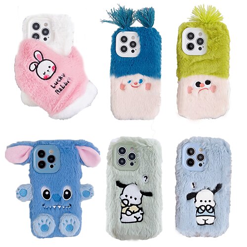 

Phone Case For Apple Back Cover iPhone 14 Pro Max Plus 13 12 11 Mini X XR XS 8 7 Christmas Gift Pattern Soft Edges Cartoon Rabbit Plush Textile TPU