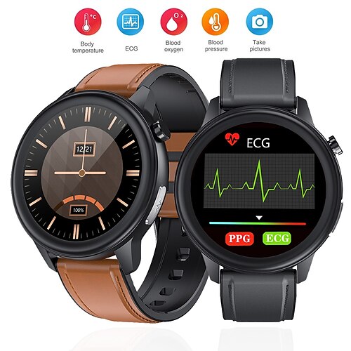 

E80 Smart Watch 1.3 inch Men Women Temperature Measurement IP68 Waterproof PPGECG Heart Rate Monitor Fitness Tracker Smartwatch Long Standby Compatible with Android iOS