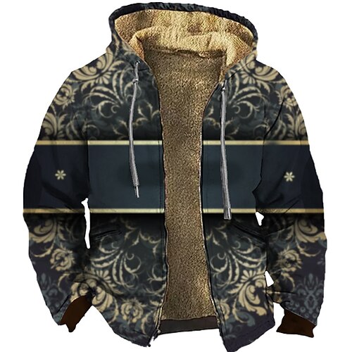 

Men's Full Zip Hoodie Jacket Red Blue Hooded Color Block Florals Graphic Prints Zipper Print Sports Outdoor Daily Sports 3D Print Fleece Streetwear Designer Casual Winter Clothing Apparel Hoodies
