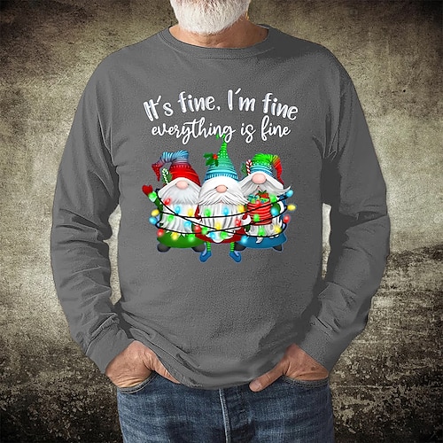 

Men's T shirt Tee Christmas t shirts Cool Shirt Graphic Santa Claus Crew Neck Print Christmas Holiday Long Sleeve Print Clothing Apparel Lightweight Casual Novelty Comfortable