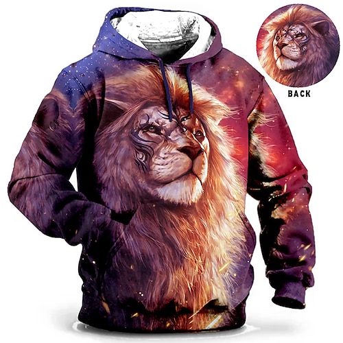 

Per uomo Plus Size Felpa con cappuccio pullover Grande e alto Animali Con cappuccio Manica lunga Primavera & Autunno Essenziale Di tendenza Streetwear Comodo Da tutti i giorni Da mare Top