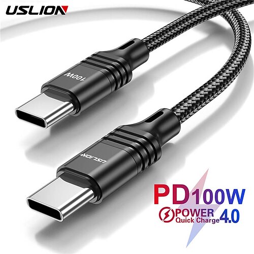 

Cabo USB C 100W 0,5M (1.5ft) 3,3 pés 6,6 pés USB C para USB C 3 A Carga Rápida Trançado de Nylon Durável Para Samsung iPhone Acessório para Celular