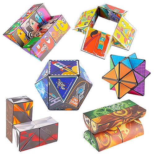 

3D Flip Cubic Toy Portable Plastic Puzzle Cube Antistress Toy Variety Geometric Magnetic Cube Multipurpose for Kids Holiday Gift