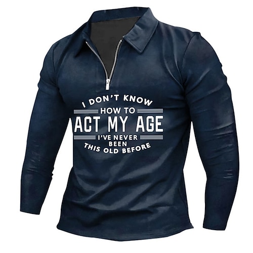 

Herre POLO Trøje Golftrøje Zip Polo Bogstaver Grafiske tryk Aftæpning Sort Blå Grøn Grå udendørs Gade Langærmet Lynlås Trykt mønster Tøj Mode Gade Designer Blødt