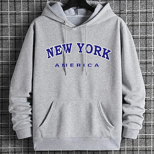 

Men's Hoodie Black Blue Camel Royal Blue Gray Hooded Letter Lace up Pocket Holiday Going out Streetwear Cool Casual Winter Spring Fall Clothing Apparel Hoodies Sweatshirts