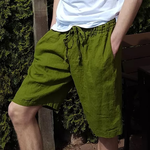 

Per uomo Pantaloncini di lino Pantaloncini estivi Pantaloncini da spiaggia A cordoncino Vita elastica Liscio Comfort Breve Esterno Informale Giornaliero Misto cotone e lino Essenziale Streetwear