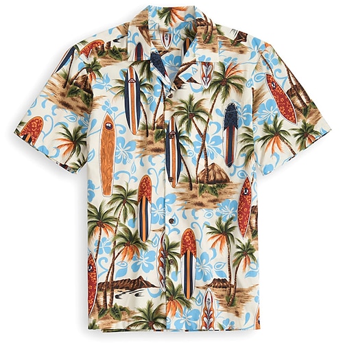 

Men's Shirt Summer Hawaiian Shirt Button Up Shirt Casual Shirt Camp Shirt Graphic Coconut Tree Turndown Black Blue Beige Casual Daily Short Sleeve Button-Down Print Clothing Apparel Cotton Basic
