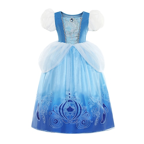 

Aschenputtel Märchen Prinzessin Blumenmädchen Kleid Motto-Party-Kostüm Tüll-Kleider Mädchen Film Cosplay Cosplay Halloween Blau Kleid Halloween Karneval Maskerade Baumwolle