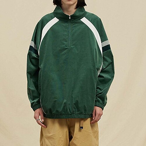 

Men's Sweatshirt Green Gray White Half Zip Color Block Sports Outdoor Daily Sports Cotton Casual Big and Tall Spring Fall Clothing Apparel Hoodies Sweatshirts