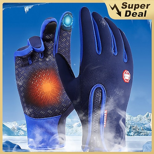 

Winter Gloves Bike Gloves Cycling Gloves Ski Gloves Mountain Bike MTB Anti-Slip Touch Screen Gloves Thermal Warm Waterproof Full Finger Gloves Sports Gloves Fleece Silicone Gel Black Purple