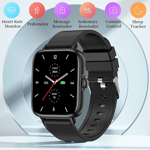 

T46S Smart Watch 1.7 inch Smartwatch Fitness Running Watch Bluetooth Temperature Monitoring Pedometer Call Reminder Compatible with Android iOS Women Men Waterproof Long Standby Hands-Free Calls IP 67