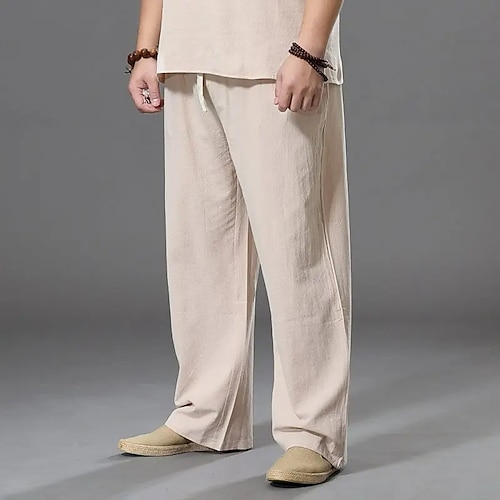 

Per uomo Pantaloni di lino Pantaloni Pantaloni estivi Pantaloni da spiaggia A cordoncino Vita elastica Gamba dritta Liscio Comfort Esterno Informale Giornaliero Misto cotone e lino Essenziale