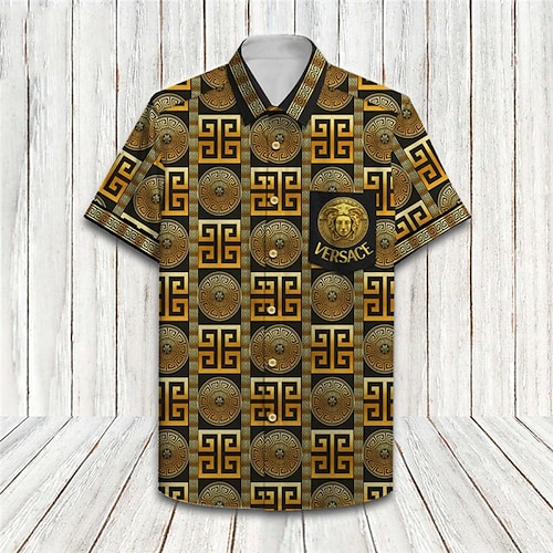 

Herren Hemd Hawaiihemd Sommerhemd Grafik-Drucke Vintage Geometrie Umlegekragen Gelb Outdoor Strasse Kurze Ärmel Button-Down Bedruckt Bekleidung Tropisch Modisch Hawaiianisch Designer