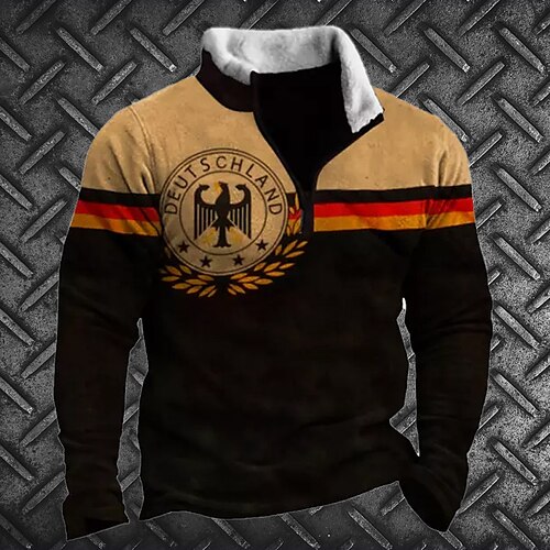 

Men's Zip Up Sweatshirt Pullover Black Half Zip Color Block Graphic Prints Eagle Zipper Print Daily Sports Going out 3D Print Basic Casual Thin fleece Winter Clothing Apparel Hoodies Sweatshirts