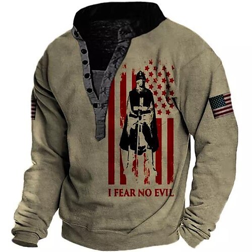 

Men's Sweatshirt Pullover Brown Standing Collar Graphic Prints National Flag Print Casual Daily Sports 3D Print Streetwear Designer Casual Spring Fall Clothing Apparel Hoodies Sweatshirts