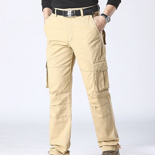 

Per uomo Pantaloni cargo Pantaloni Multi tasca Gamba dritta Liscio Indossabile Esterno Giornaliero Per uscire 100% cotone Di tendenza Streetwear Nero Giallo