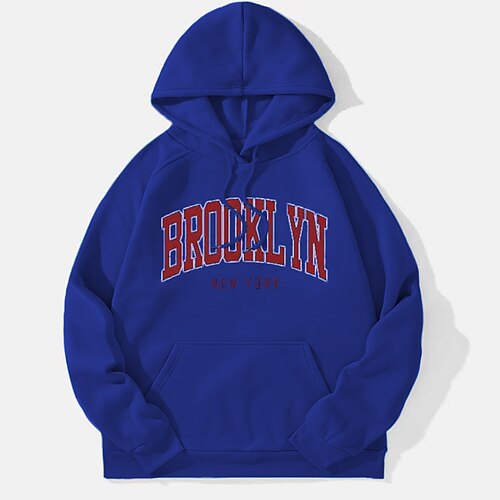 

Men's Hoodie Black Blue Purple Dark Gray Red Hooded Letter Lace up Pocket Holiday Going out Streetwear Cool Casual Winter Spring Fall Clothing Apparel Hoodies Sweatshirts