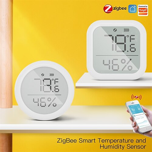 

Tuya ZigBee Smart Home Temperature And Humidity Sensor With LED Screen Works With Google Assistant and Tuya Zigbee Hub
