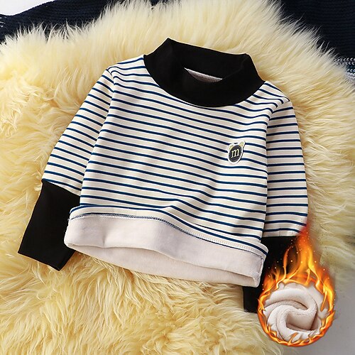 

Baby Drenge Sweatshirt bluse Tegneserie Stribe Langærmet Børne Top udendørs Sweatshirt Basale Mode Sort Beige Vinter 3-7 år