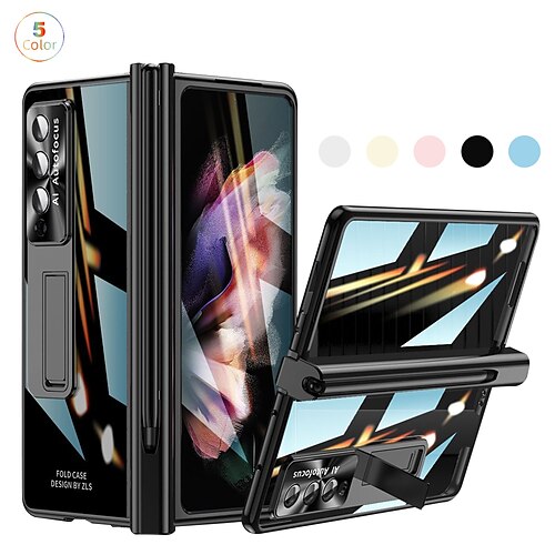 

telefono Custodia Per Samsung Galaxy Custodia flip Z Fold 4 Z Fold 3 Cornice antiurto Portamatite Con chiusura magnetica Tinta unita TPU