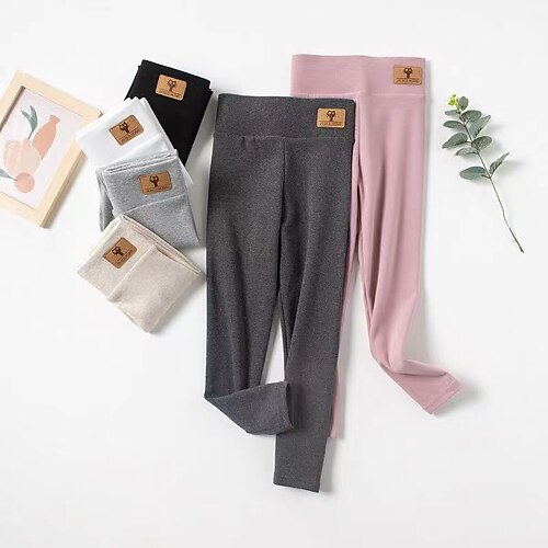 

Bambino (1-4 anni) Da ragazza Leggings foderati in pile Tinta unica Attivo Esterno 3-7 anni Inverno Nero Rosa Grigio chiaro