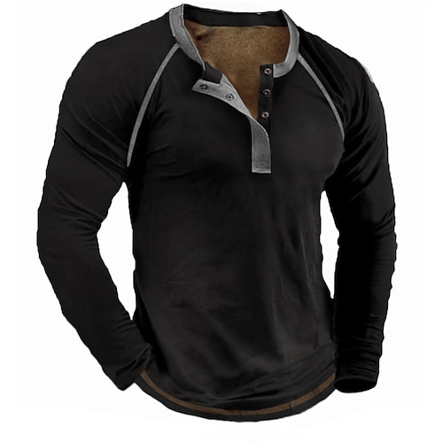 Men's Henley Shirt Plain Henley Street Sports Long Sleeve Button-Down Clothing Apparel Basic Designer Casual Comfortable, lightinthebox  - buy with discount