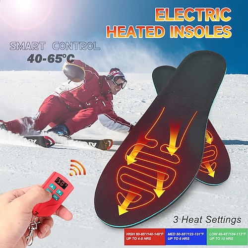 

USB Rechargeable Heated Insole Wireless Remote Control Electric Heated Insoles Winter Foot Warmers For Men Women Skiing Hunting Hiking Camping Outdoor